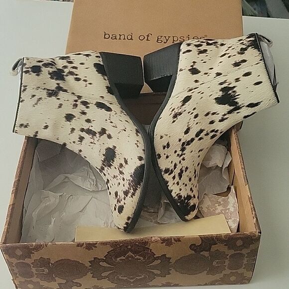 $278 NEW BAND OF GYPSIES THE FREE RODEO OFF WHITE BLACK BOOTS BOOTIES 9 9.5 NWT - Picture 8 of 13